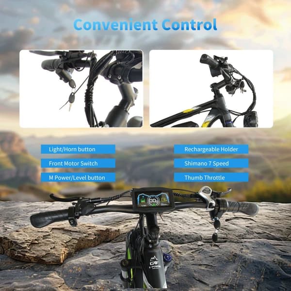 ORLMS MX500 Elcykel för vuxna 1000W*2W Motor 52V25Ah Elcykel för stad 26” Däck Elcykel för stad Maxhastighet 62 km/h