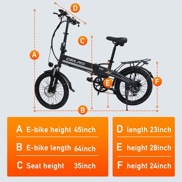 ORLMS S9 Elcykel för vuxna 500W motor 48V13Ah batteri Elcykel för stadspendling 20-tums däck hopfällbar elcykel