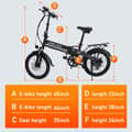 Miniatyrbild 6 av 9: ORLMS S9 Elcykel för vuxna 500W motor 48V13Ah batteri Elcykel för stadspendling 20-tums däck hopfällbar elcykel