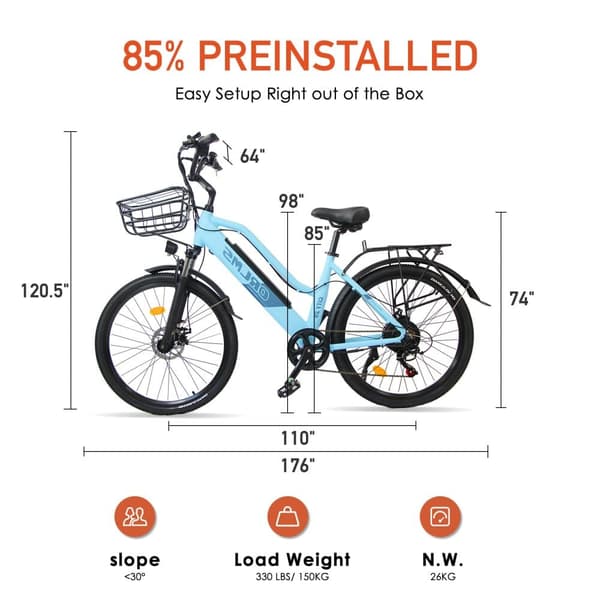ORLMS City Lady Elcykel för vuxna 500W motor 48V15Ah batteri Elcykel 26” däck City Elcykel LCD-skärm