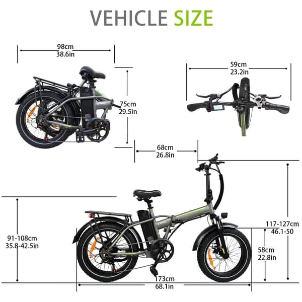 Baolujie DZ2031 Elcykel Med 48V 13ah Batteri, 750W 70km Räckvidd, 20 Tums aAuminiumhjul,Vuxen Elcykel "grå