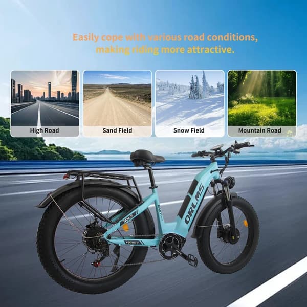 ORLMS MN-6 sähköpyörä 1000W * 2W moottori 52V 23AH sähköpyörä 26” rengas aikuisille sähköpyörä maks. nopeus 62km/h