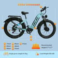 Pikkukuva 9 / 9: ORLMS MN-6 sähköpyörä 1000W * 2W moottori 52V 23AH sähköpyörä 26” rengas aikuisille sähköpyörä maks. nopeus 62km/h
