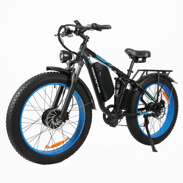 Baolujie DP-2603 Elcykel för vuxna med dubbla motorer, urban elcykel, 26" med feta däck, elcykel, 3000W 48V 25AH elcykel