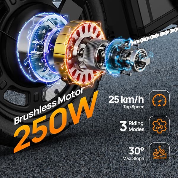 URLIFE F1L Elcykel för vuxna 250W Hopfällbar elcykel 48V 7.5AH 14” Däck Elcykel Servoassisterad räckvidd 40-50 ± 3km