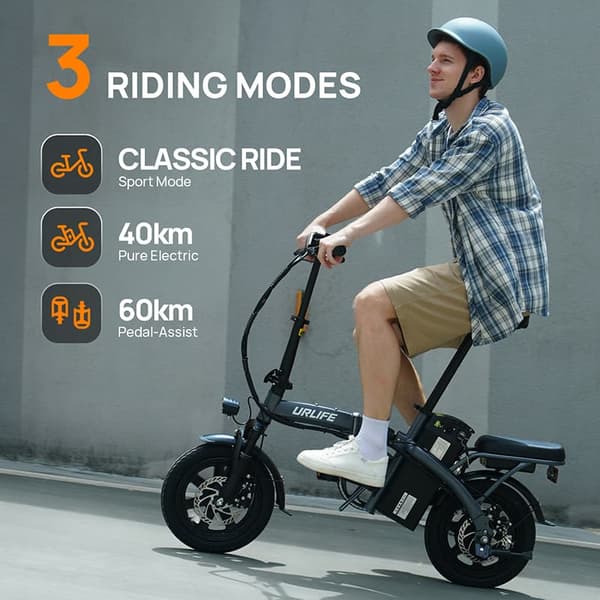 URLIFE F1L Elcykel för vuxna 250W Hopfällbar elcykel 48V 7.5AH 14” Däck Elcykel Servoassisterad räckvidd 40-50 ± 3km