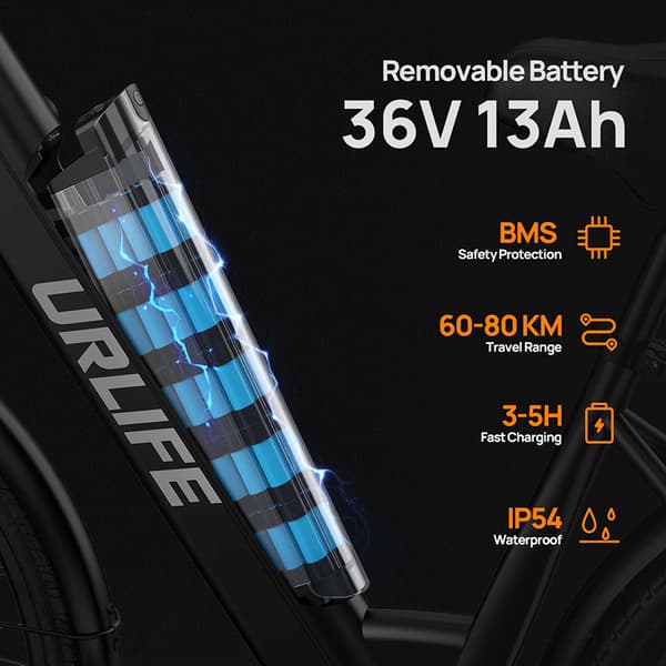 URLIFE E26 Elcykel för vuxna 250W 26-tums däck Elcykel 48V13AH Terrängcykel Skivbromsar fram och bak