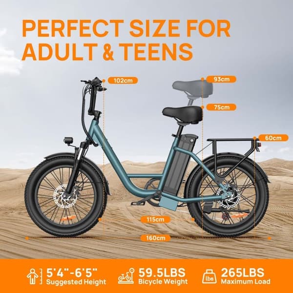 URLIFE E20 Elcykel 250W Motor Elcykel 20 Tum 48V13Ah Elstadscykel Stötdämpare Framgaffel