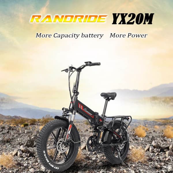 RANDRIDE YX20M Elcykel 1000W Motor 20*4.0'' Fat Däck Elcykel 45km/h Maxhastighet 48V 17Ah Batteri 80-90km Maxräckvidd 150kg Last