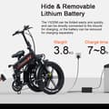 Miniatyrbild 9 av 10: RANDRIDE YX20M Elcykel 1000W Motor 20*4.0'' Fat Däck Elcykel 45km/h Maxhastighet 48V 17Ah Batteri 80-90km Maxräckvidd 150kg Last