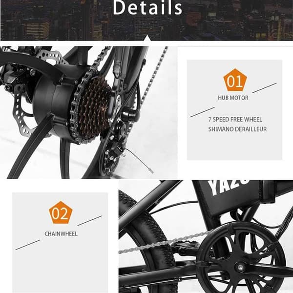 RANDRIDE YA20 Ebike 350W 48V12.8AH Taittuva sähköpyörä kaupunkiin, piilotettu, irrotettava akku, 20 tuuman sähköpyörä aikuisille