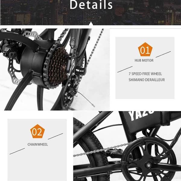 RANDRIDE YA20 Elcykel 500W Motor 40km/h Maxhastighet 48V Stads-elcykel 12.8Ah Batteri 80-90 Max räckvidd 20*1.95'' CST-däck