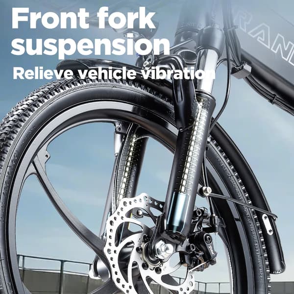 RANDRIDE YA20 Elcykel 500W 48V12.8AH Batteri Hopfällbar Stads-Elcykel Stadspendling 20” Elcykel för Vuxna