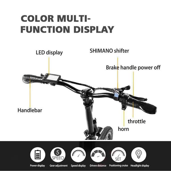 RANDRIDE YA20 Elcykel 500W 48V12.8AH Batteri Hopfällbar Stads-Elcykel Stadspendling 20” Elcykel för Vuxna