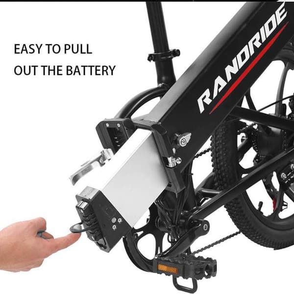 RANDRIDE YA20 Elcykel 500W 48V12.8AH Batteri Hopfällbar Stads-Elcykel Stadspendling 20” Elcykel för Vuxna