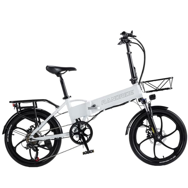 RANDRIDE YA20 Elcykel 500W 48V12.8AH Batteri Hopfällbar Stads-Elcykel Stadspendling 20” Elcykel för Vuxna