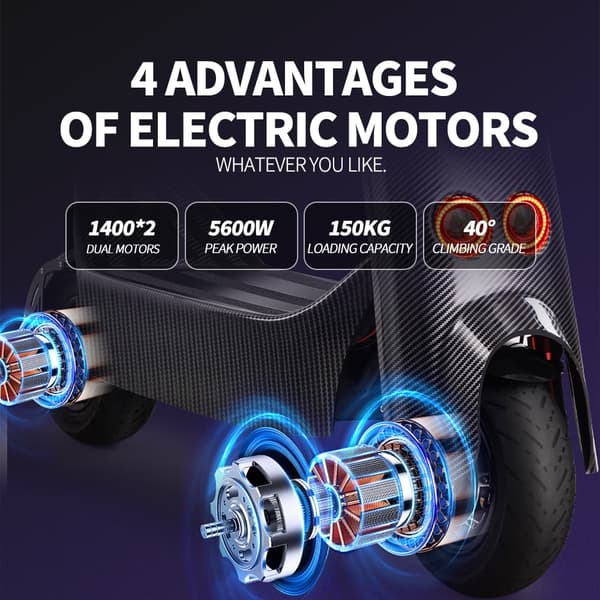 SONGZO BT1 11 tums elscooter 5600W elscooter för vuxna topphastighet 80 km/h 60V 30AH litiumbatteri