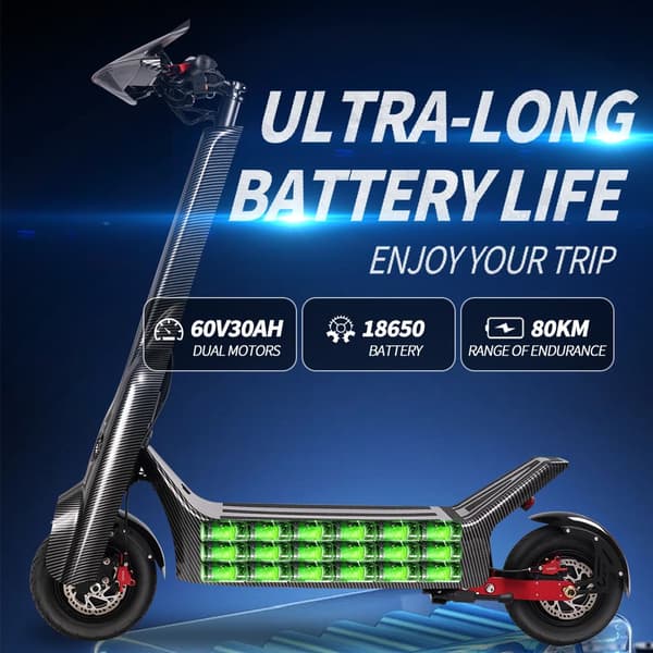 SONGZO BT1 11 tums elscooter 5600W elscooter för vuxna topphastighet 80 km/h 60V 30AH litiumbatteri