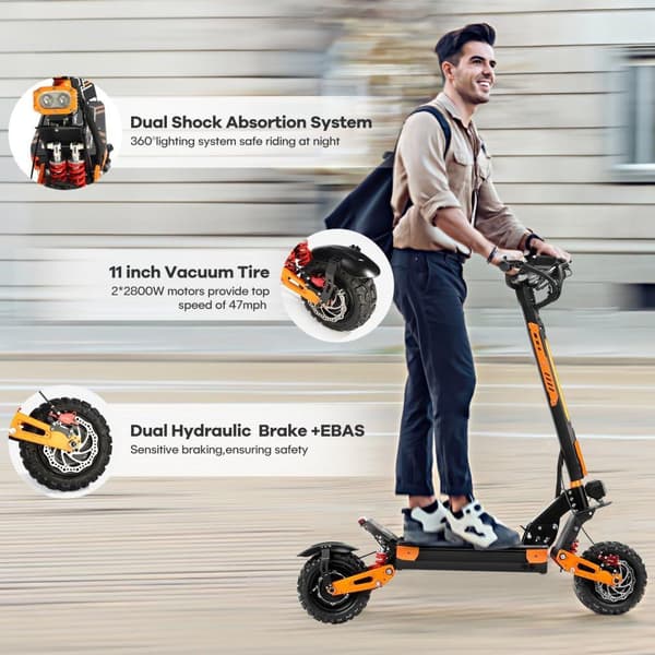 VREOM Z36 Elscooter för vuxna 2800W Elscooter 60V28AH 11" Feta däck Mountainbike Terräng Dubbelmotor Elscooter