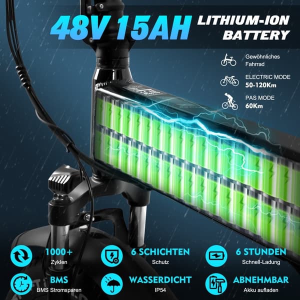 KAISDA K2P PRO Elcykel för vuxna 250W motor Hopfällbar mountainbike 48V15Ah 20” däck Elcykel
