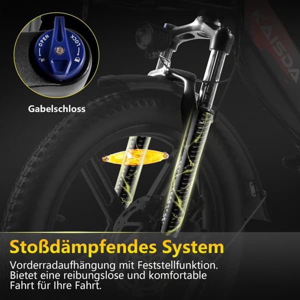 KAISDA K201 Elcykel för vuxna 250W motor Elcykel 36V10.4Ah 20” däck Mountainbike Snow Elcykel