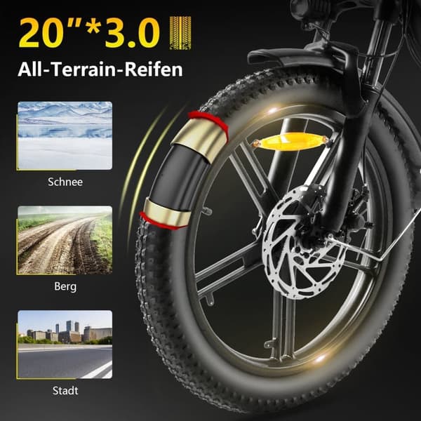 KAISDA K201 Elcykel för vuxna kvinnor 250W elcykel 36V10.4Ah 20” däck mountainbike snö elcykel