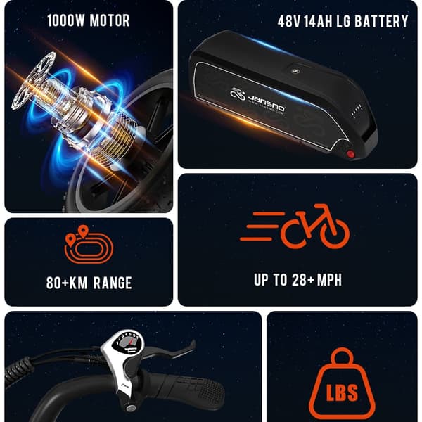 JANSNO X50 Elcykel 750W Elcykel 48V14AH Batteri 20-tums däck Vuxen Mountainbike Elcykel Räckvidd 40 kilometer
