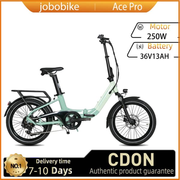 JOBOBIKE Ace Pro sähköpyörä 250W 36V10AH akkukäyttöinen sähköpyörä miehille ja naisille yleiskäyttöön työmatkakäyttöön 20" kokoontaitettava sähköpyörä