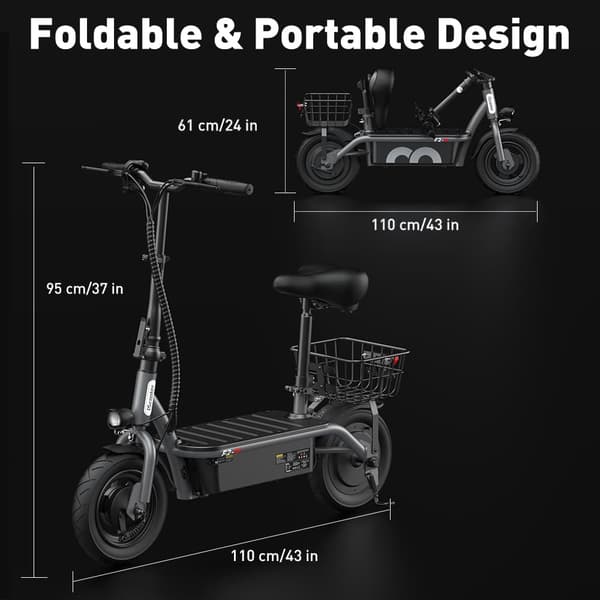 iScooter F2 Elscooter för vuxna Urban 500W Elscooter 10” Luftfyllda däck 36V 7.8AH Motor Elscooter