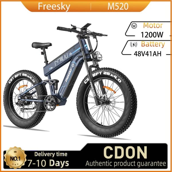 Freesky M520 sähköpyörä 1200W 48V41AH akku 26 ” paksurenkainen aikuisille tarkoitettu kaupunki- ja työmatkasähköpyörä