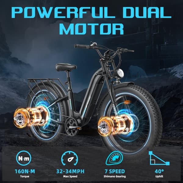 Freesky M540 Elcykel 2000W 48V23AH 26-tums Elcykel med feta däck för vuxna, terränggående stads-elcykel