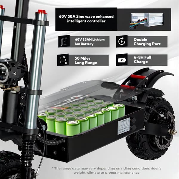 KX KX-14 Elscooter för vuxna med dubbla motorer 2800*2W elscooter 60V40Ah batteri 11 tums däck för vägbruk elscooter