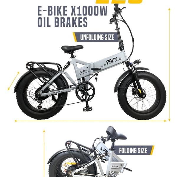PVY Z20 Plus Elcykel 1000W Motor 48V 16.5AH 20 tum Elcykel 25 km/h Shimano 7-växlad Elcykel