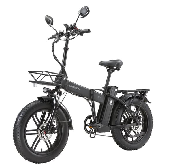 SINOHON A20 aikuisille tarkoitettu sähköpyörä 500 W:n sähköpyörä 48 V:n ja 15,6 Ah:n akulla, 20 tuuman renkailla ja kaupunkisähköpyörällä