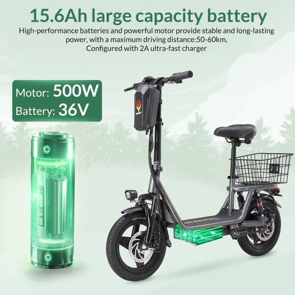 Elscooter SINOHON K14 240W fyrkantig motor 36v13AH batteriscooter 32km/h 50km räckvidd elscooter