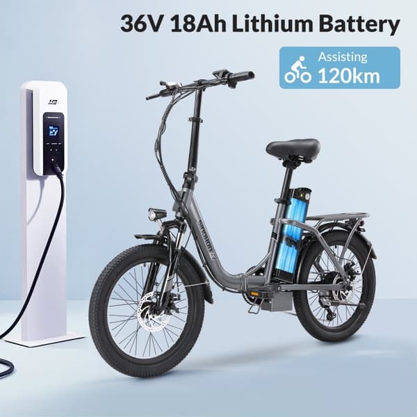SINOHON C20 sähköpyörä aikuisille kaupunkiliikenteeseen, 250 W, 36 V, 18 AH, Shimano 7-vaihteinen, 20 tuuman sähköpyörä