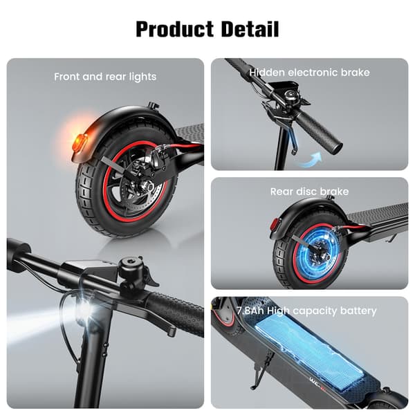 Elscooter W6 Vuxen 500W 36V7.8AH Batteri Samma kön Elscooter City 10 tum Elcykel