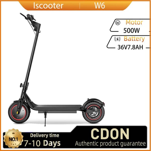 Elscooter W6 Vuxen 500W 36V7.8AH Batteri Samma kön Elscooter City 10 tum Elcykel