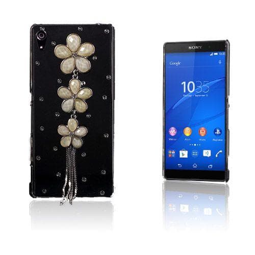 Shine Sony Xperia Z3+ Hårt Skal - Vit Diamant Blommor