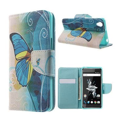 Moberg TPU OnePlus X Leather Flip Case - Beautiful Butterfly