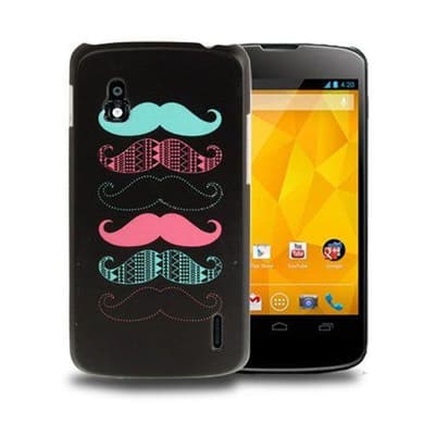 Deco (Musta - Viikset) LG Google Nexus 4 Suojakuori