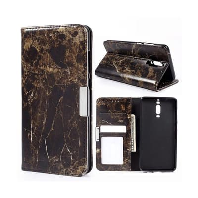 Huawei Mate 9 Pro stilfuldt læder-etui m. marmor design - So