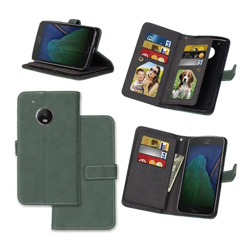 Motorola Moto G5 Plus Elegant og smukt læder etui - Grøn