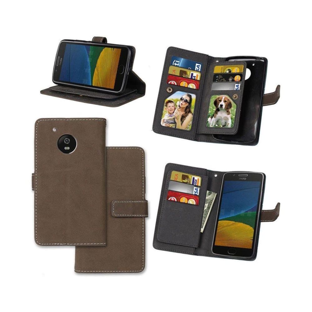 Motorola Moto G5 Læder etui med matteret overflade - Brun