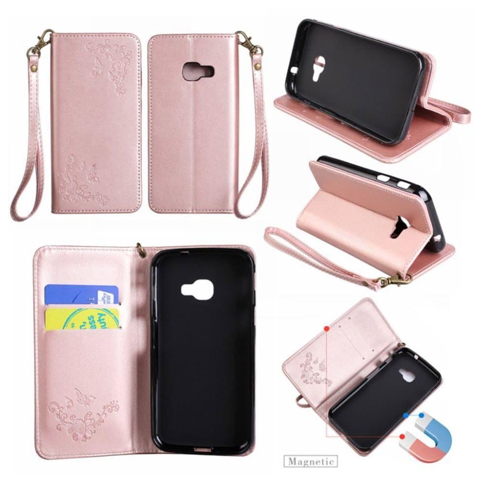 Samsung Xcover 4 Auto-absoberende læder etui - Rosa guld