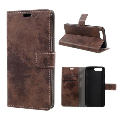 OnePlus 5 Moderigtig læder etui med Vintage look - Brun