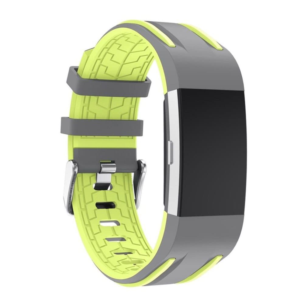 Fitbit Charge 2 Blød urrem i silikone - Grå og grøn