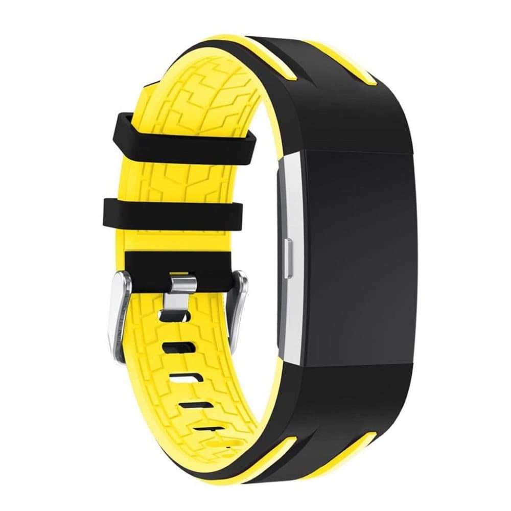 Fitbit Charge 2 Blød urrem i silikone - Sort og gul