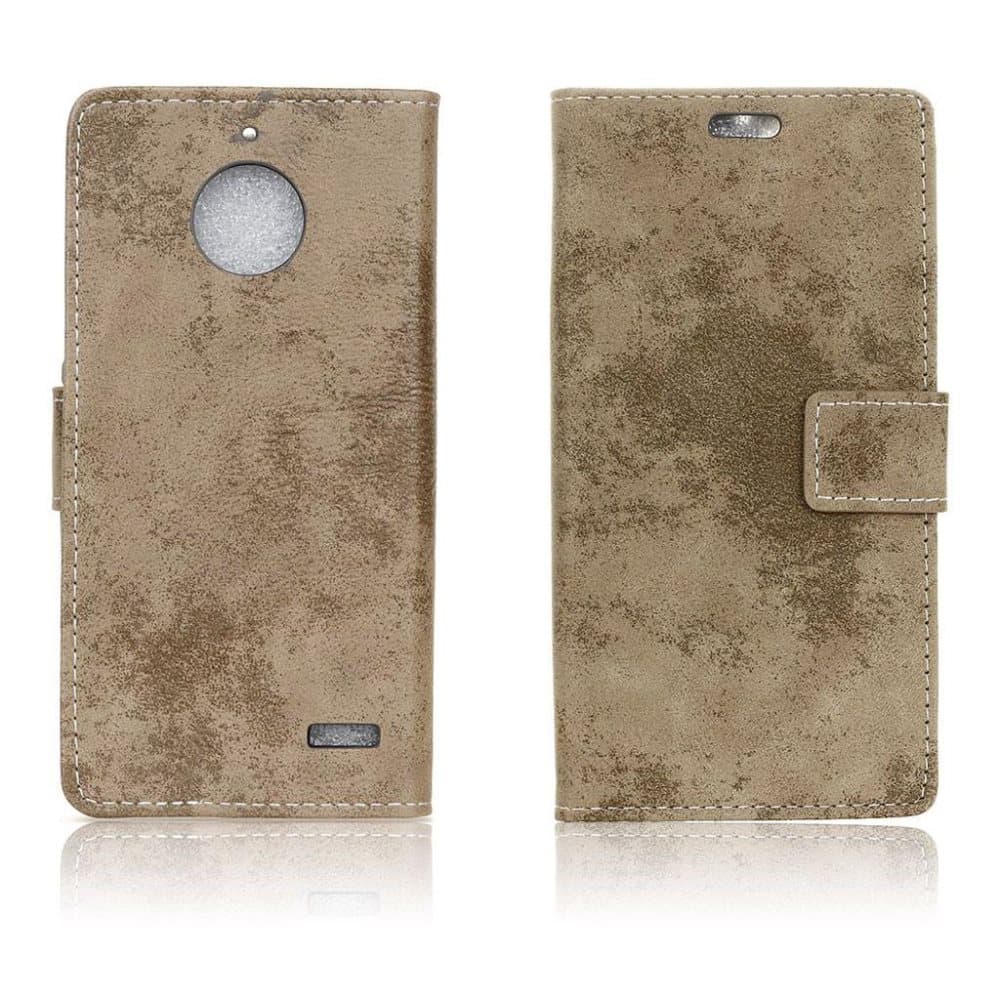 Motorola Moto E4 Fodral med vintage stil - Beige