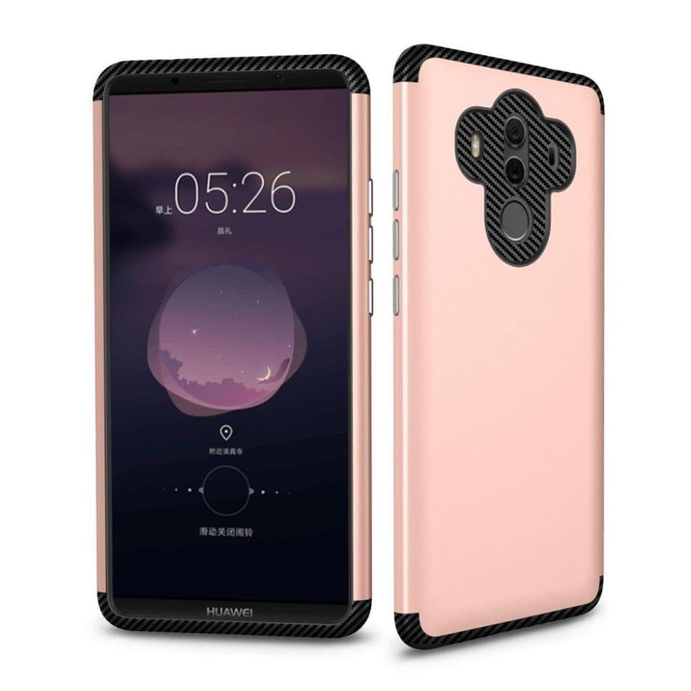 Huawei Mate 10 Pro hybridcover med kulfiber tekstur - Rosa g